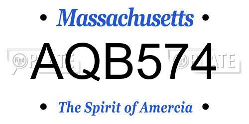 AQB574 Massachusetts License Plate