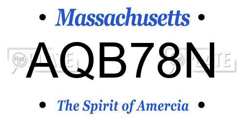 AQB78N Massachusetts License Plate