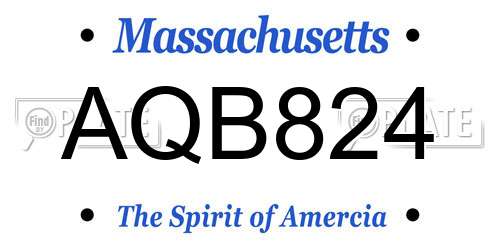 AQB824 Massachusetts License Plate
