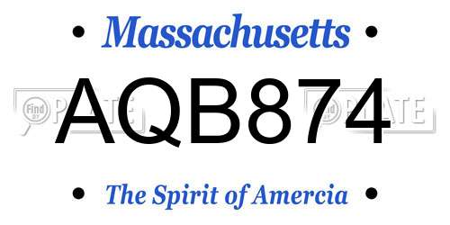 AQB874 Massachusetts License Plate