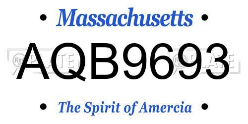 AQB9693 Massachusetts License Plate