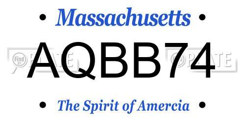 AQBB74 Massachusetts License Plate