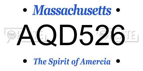 AQD526 Massachusetts License Plate