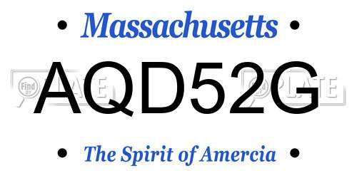 AQD52G Massachusetts License Plate