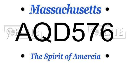 AQD576 Massachusetts License Plate