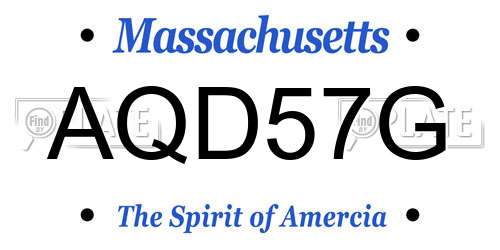 AQD57G Massachusetts License Plate