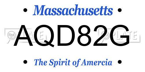 AQD82G Massachusetts License Plate