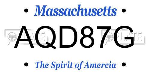 AQD87G Massachusetts License Plate