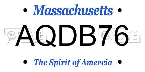 AQDB76 Massachusetts License Plate