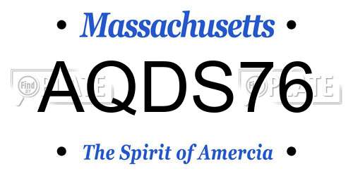 AQDS76 Massachusetts License Plate