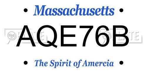 AQE76B Massachusetts License Plate