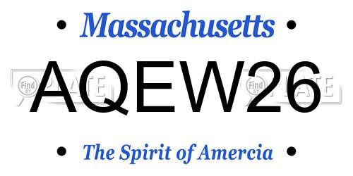 AQEW26 Massachusetts License Plate