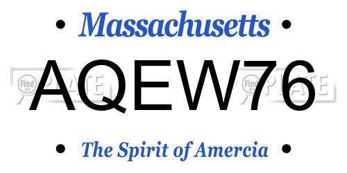 AQEW76 Massachusetts License Plate