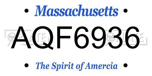 AQF6936 Massachusetts License Plate