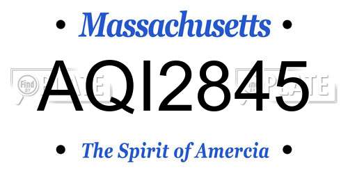 AQI2845 Massachusetts License Plate