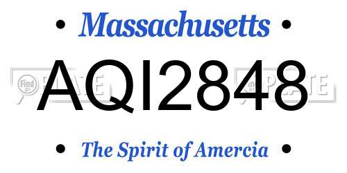 AQI2848 Massachusetts License Plate