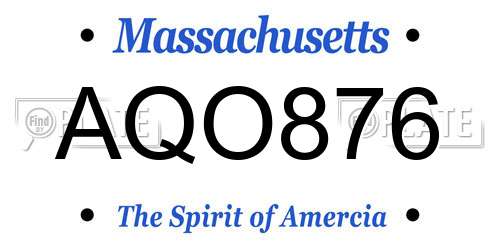 AQO876 Massachusetts License Plate