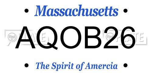 AQOB26 Massachusetts License Plate