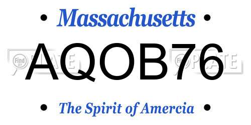 AQOB76 Massachusetts License Plate