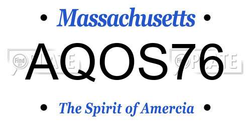 AQOS76 Massachusetts License Plate
