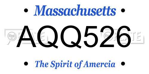AQQ526 Massachusetts License Plate