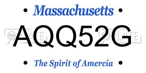 AQQ52G Massachusetts License Plate
