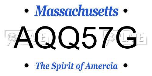 AQQ57G Massachusetts License Plate