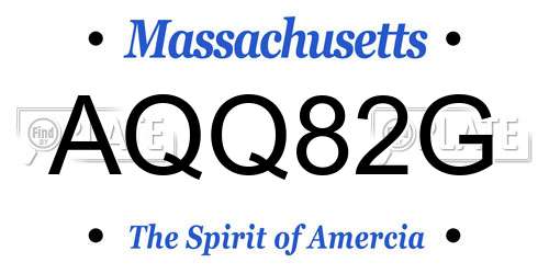 AQQ82G Massachusetts License Plate