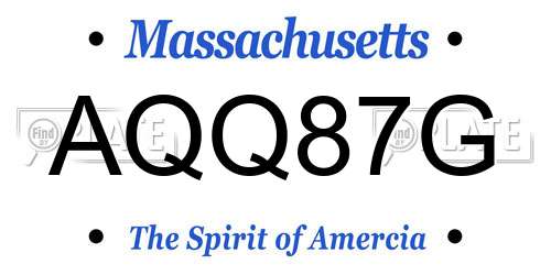 AQQ87G Massachusetts License Plate