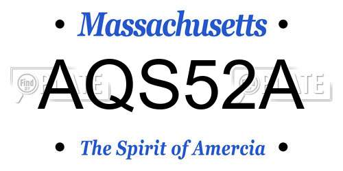 AQS52A Massachusetts License Plate