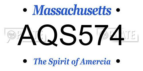 AQS574 Massachusetts License Plate