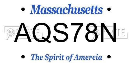 AQS78N Massachusetts License Plate