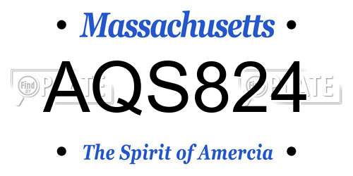 AQS824 Massachusetts License Plate