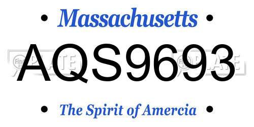 AQS9693 Massachusetts License Plate