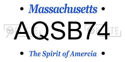 AQSB74 Massachusetts License Plate