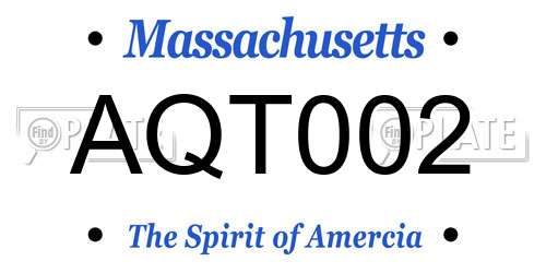 AQT002 Massachusetts License Plate