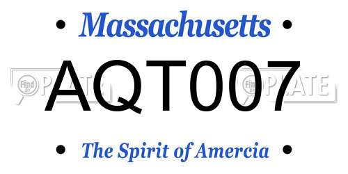 AQT007 Massachusetts License Plate