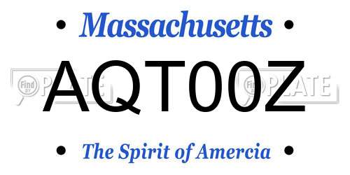 AQT00Z Massachusetts License Plate