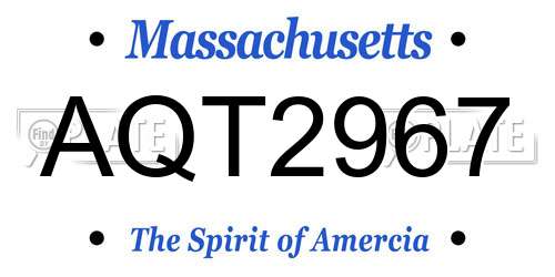 AQT2967 Massachusetts License Plate