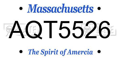 AQT5526 Massachusetts License Plate