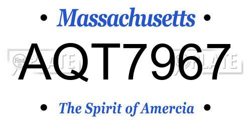 AQT7967 Massachusetts License Plate