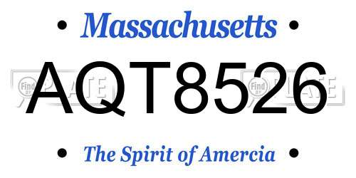AQT8526 Massachusetts License Plate