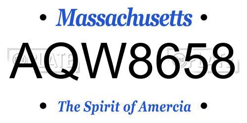 AQW8658 Massachusetts License Plate