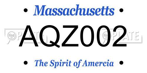AQZ002 Massachusetts License Plate