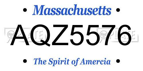 AQZ5576 Massachusetts License Plate
