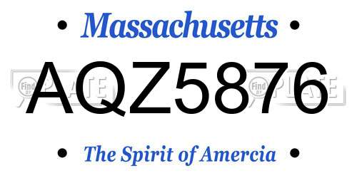 AQZ5876 Massachusetts License Plate