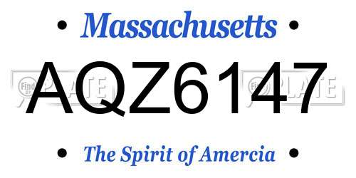 AQZ6147 Massachusetts License Plate