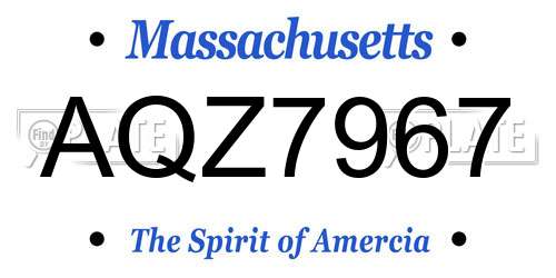 AQZ7967 Massachusetts License Plate
