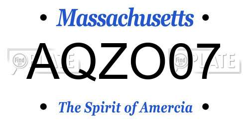 AQZO07 Massachusetts License Plate