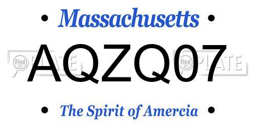AQZQ07 Massachusetts License Plate
